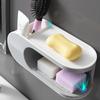 MENGNI Drainer Soap Dish for Bathroom Multifunction Soap Holder with Hooks Organizer Punch-free Storage Box Bathroom Accessories