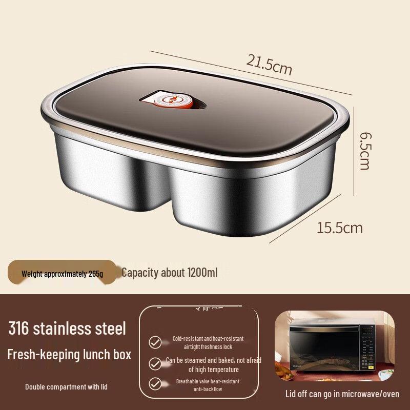 Wutuo 316 Stainless Steel Dual Compartment Insulated Lunchbox