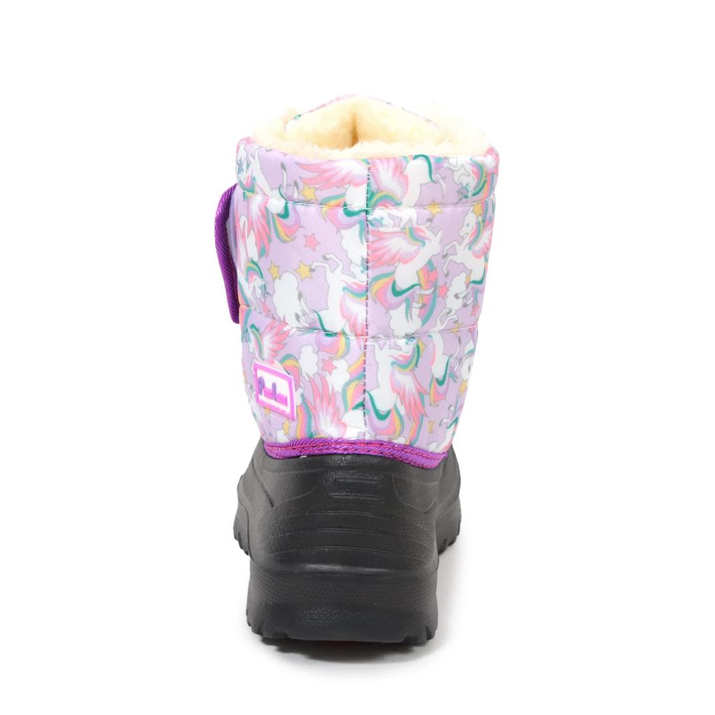 Akiriko Snow Boots, 4cm Waterproof, Boa Cuff, Inner Cushion, Velcro Closure, Girls' Junior Size, Lavender/Purple, 18cm