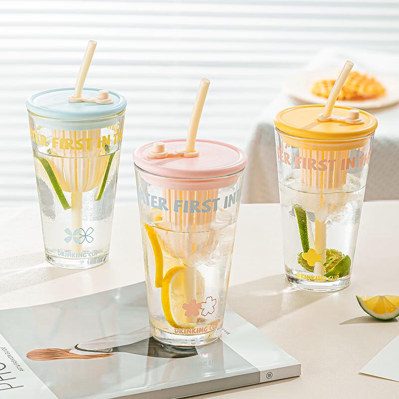 LOVWISH Le Fruit Glass Straw Tea Cup