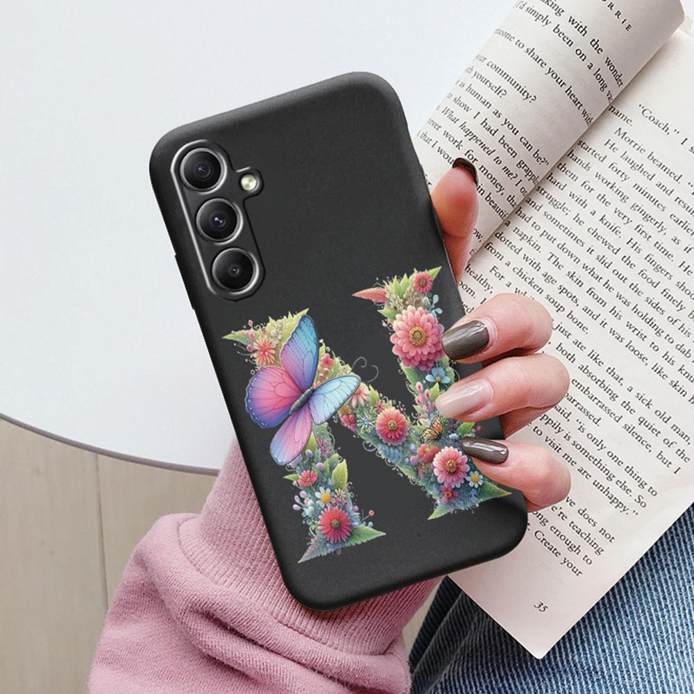 Phone Case For Samsung Galaxy A15 A25 A35 A55 A13 Colorful Letter Love Flower Butterfly Women INS Shell Fundas Bumper Soft Cover