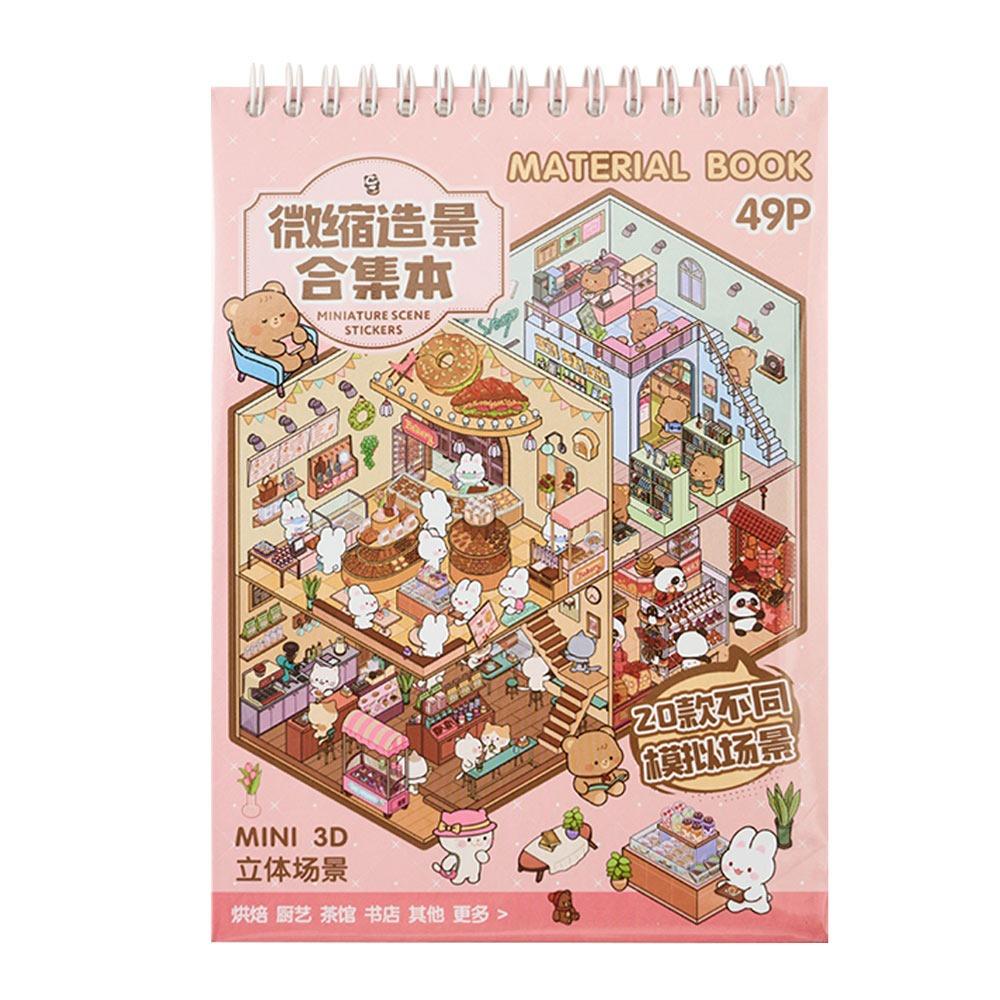 3D Cabin Scene Stickers Book Visual Stacking Cartoon Miniature Scene Sticker DIY Cabin Scene Toy Game Stickers