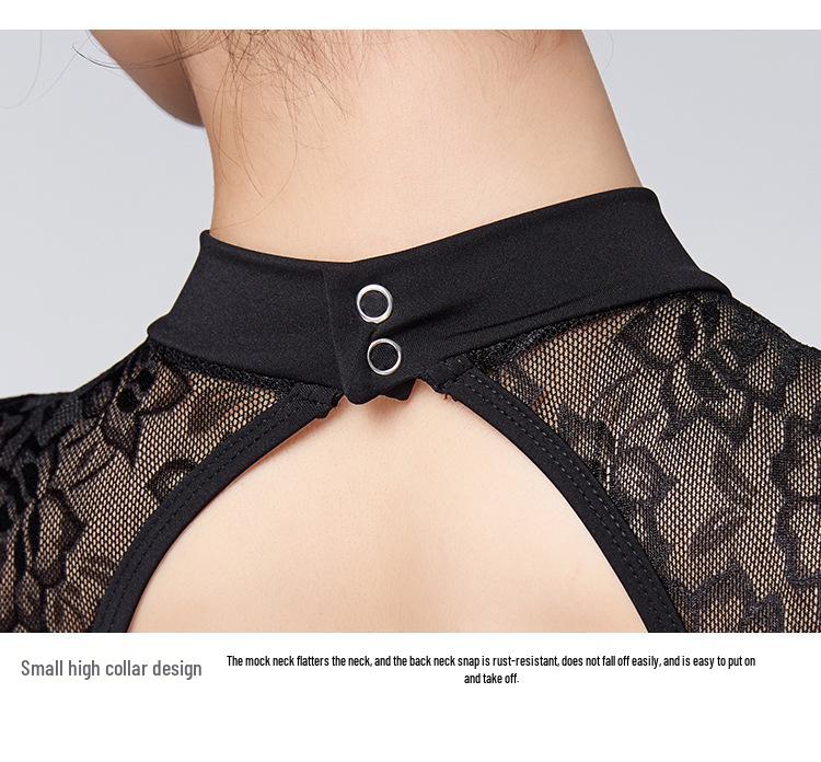 Women's Lace Short Sleeve High-Cut Dance & Yoga Leotard