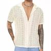 Summer Fashion New Men's Lace Short Sleeve Shirt Casual Hollow versatile Top