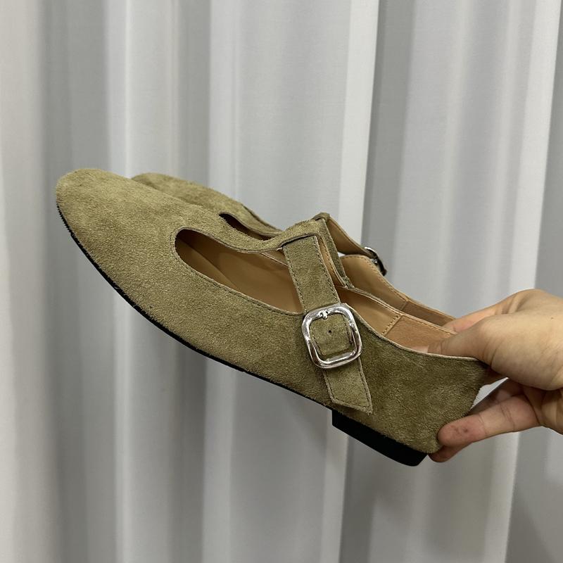 Fashion SUOJIALUN 2025 Autumn New Brand Women Flat Shoes Fashion Cow Suede Ladies Casual Mary Jane Shoes Soft Flat Heel Dress Single Sh