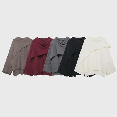 Asymmetric Short-Sleeved Knitted Coat Jacket - Women's 2024 Autumn/Winter Collection