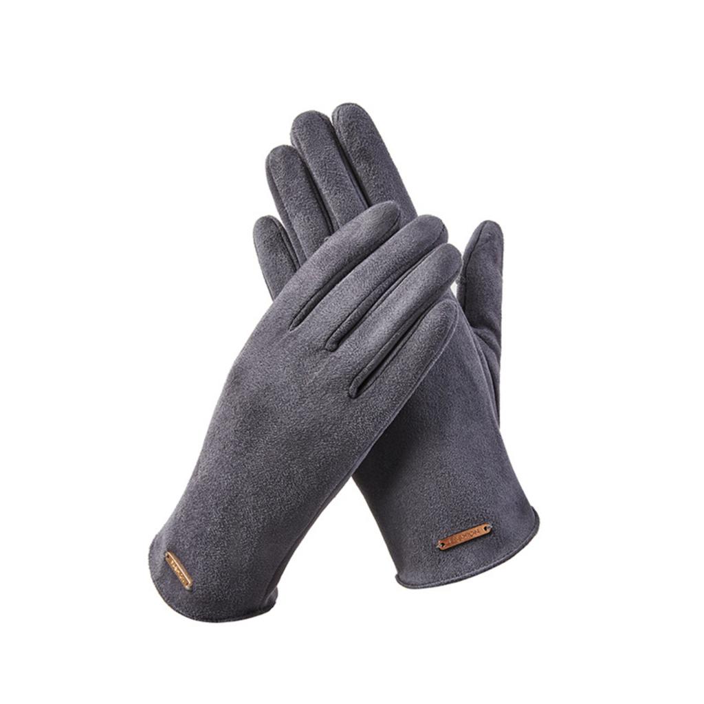 Warm Suede Gloves For Women, Plus Velvet Gloves For Outdoor Cycling And Driving, Cold-proof Winter Screen Gloves
