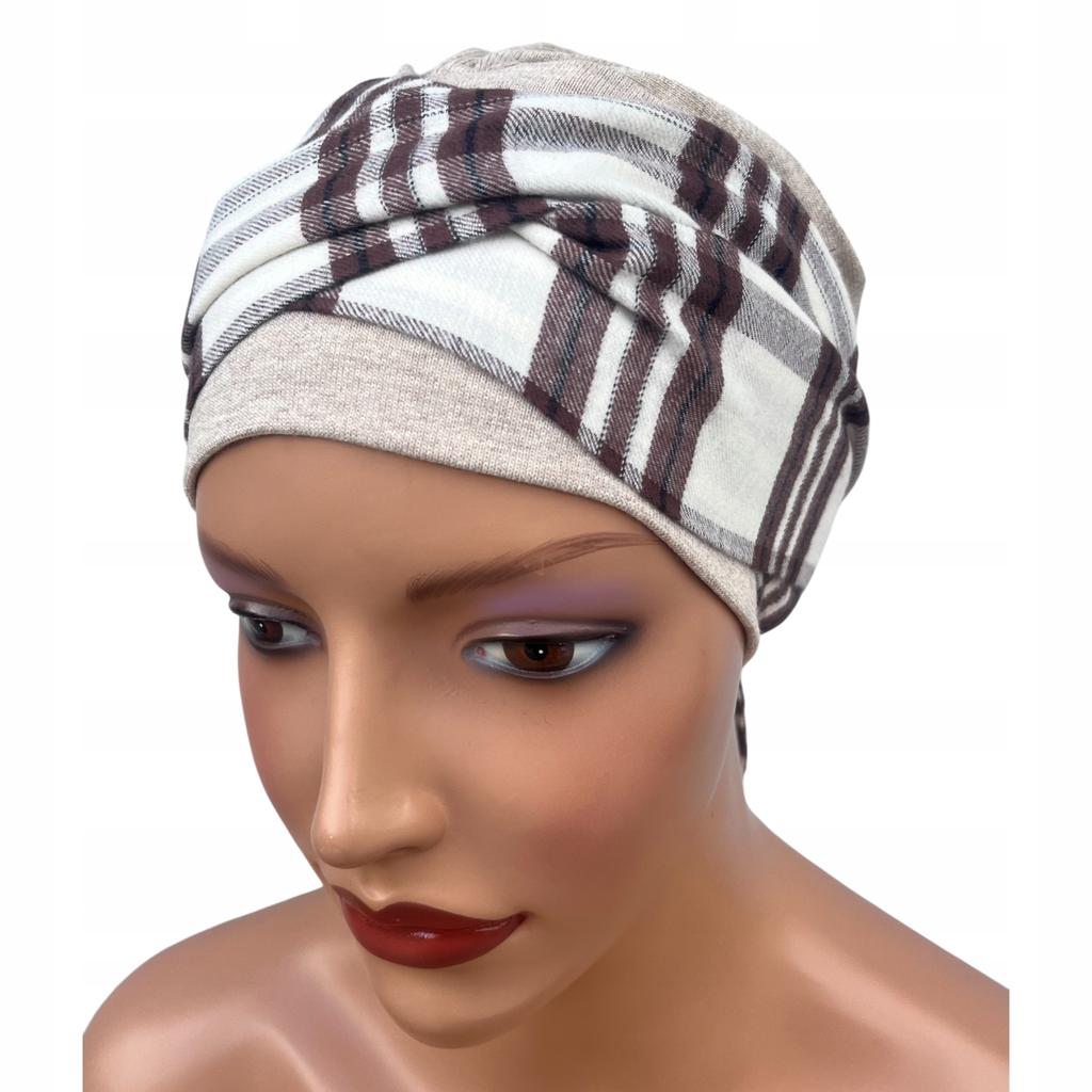 Women's Turban Lena Light Beige Knitted 531 Autumn Also After Chemotherapy