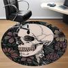 1PC Skull Flowers Office Round Area Rug, Mat Suitable For Office, Under Office Chairs Bedroom Living Room Home Decor, Room Deco