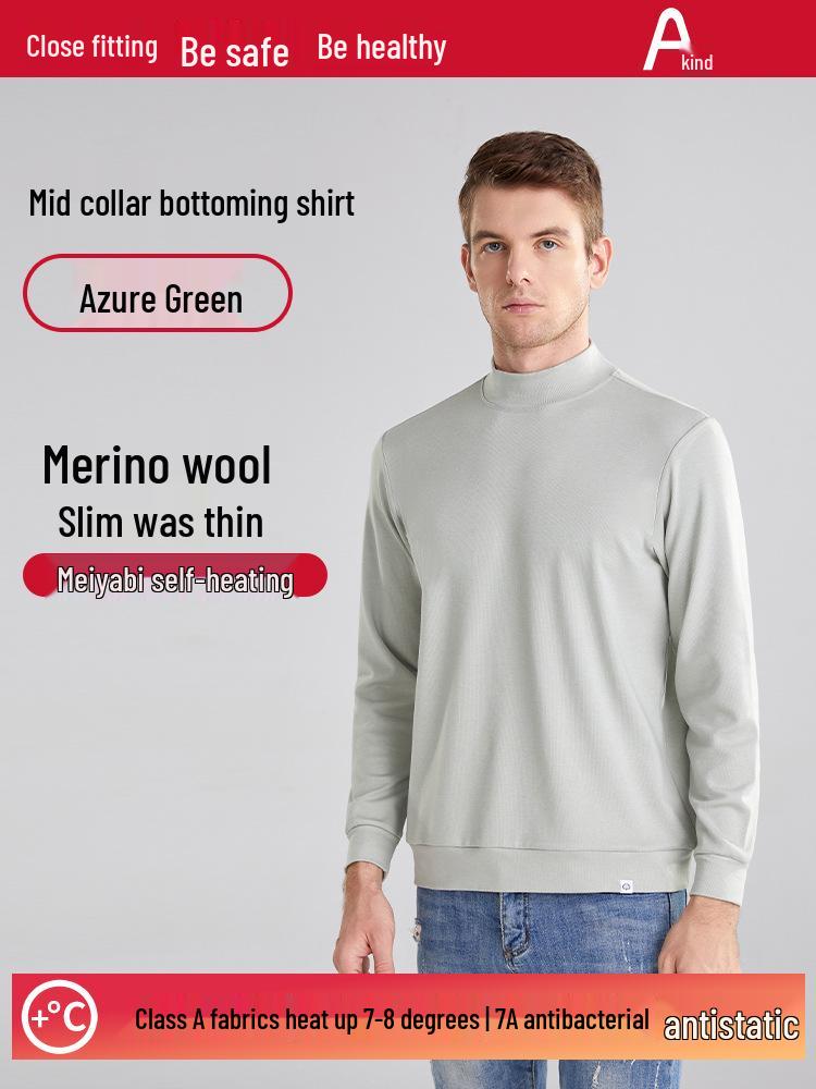 Anthem Men's Slim Fit Wool Mid-Neck Long Sleeve Warm Base Layer for Autumn/Winter