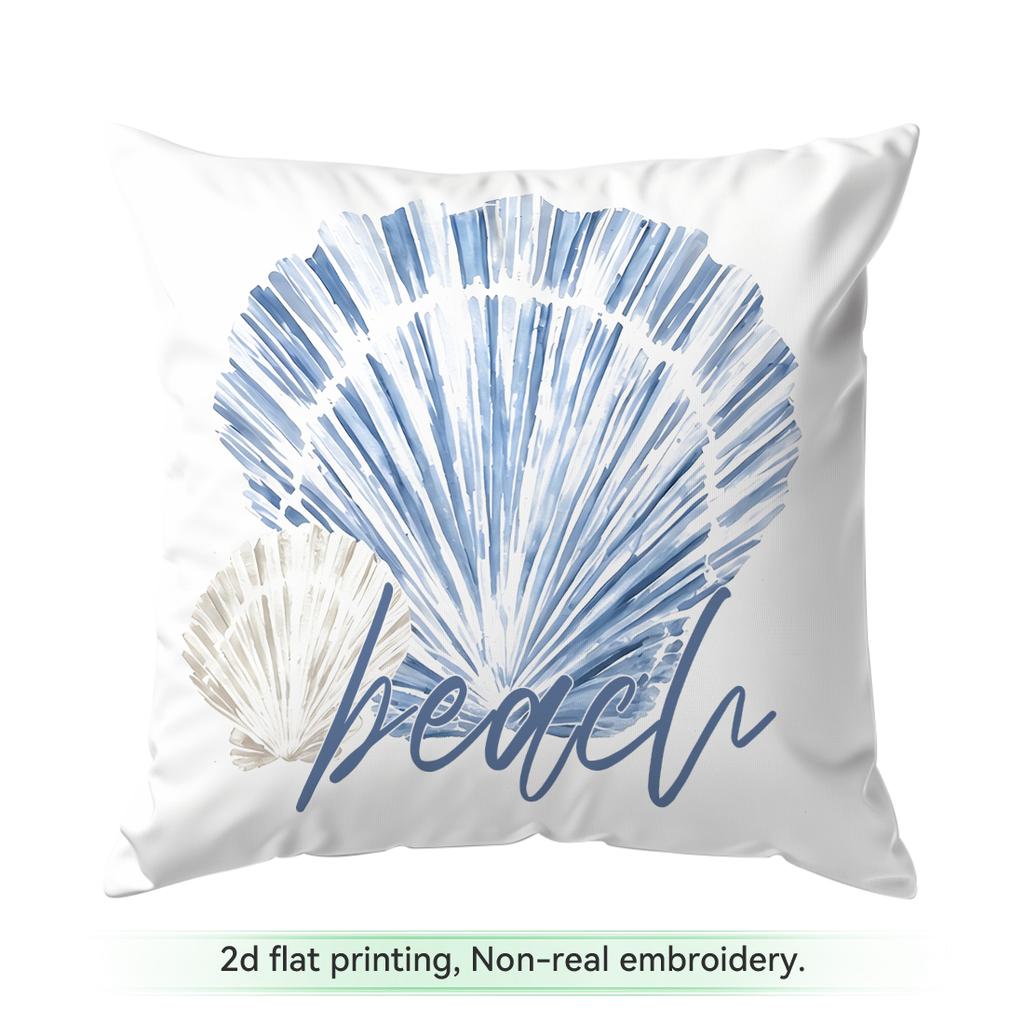 Pcs Light Blue Shell Starfish Series Singlesided Printed Cushion Coversuitable For Living Roombedroomcar Decoration