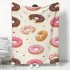 Cozy Donut Pattern - Flannel Blanket - Warm and Soft, Suitable for Bed, Office, Home, Sofa and Office, Halloween Christmas