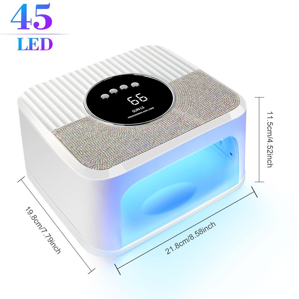 45LED UV Nail Lamp High Power Nail Dryer with LCD Smart Screen Gel Curing Drying Lamp Removable Base Pedicure Tool for Home