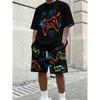 Men's Summer Colorful Gaming Style Short Sleeve Shorts Set