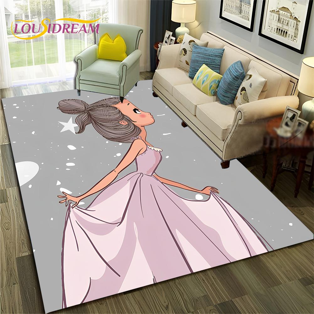 Cartoon Dream Ballet Girl Ballerina Swan Carpet Rug for Home Living Room Bedroom Sofa Doormat Decor,kids Area Rug Non-slip Mat