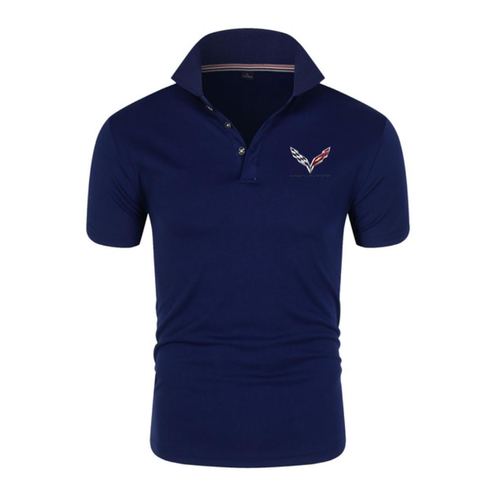 Fashionable man Heren zomer Corvette autologo kort&auml;rmig poloshirt met kraag 2XL marineblauwe kleur