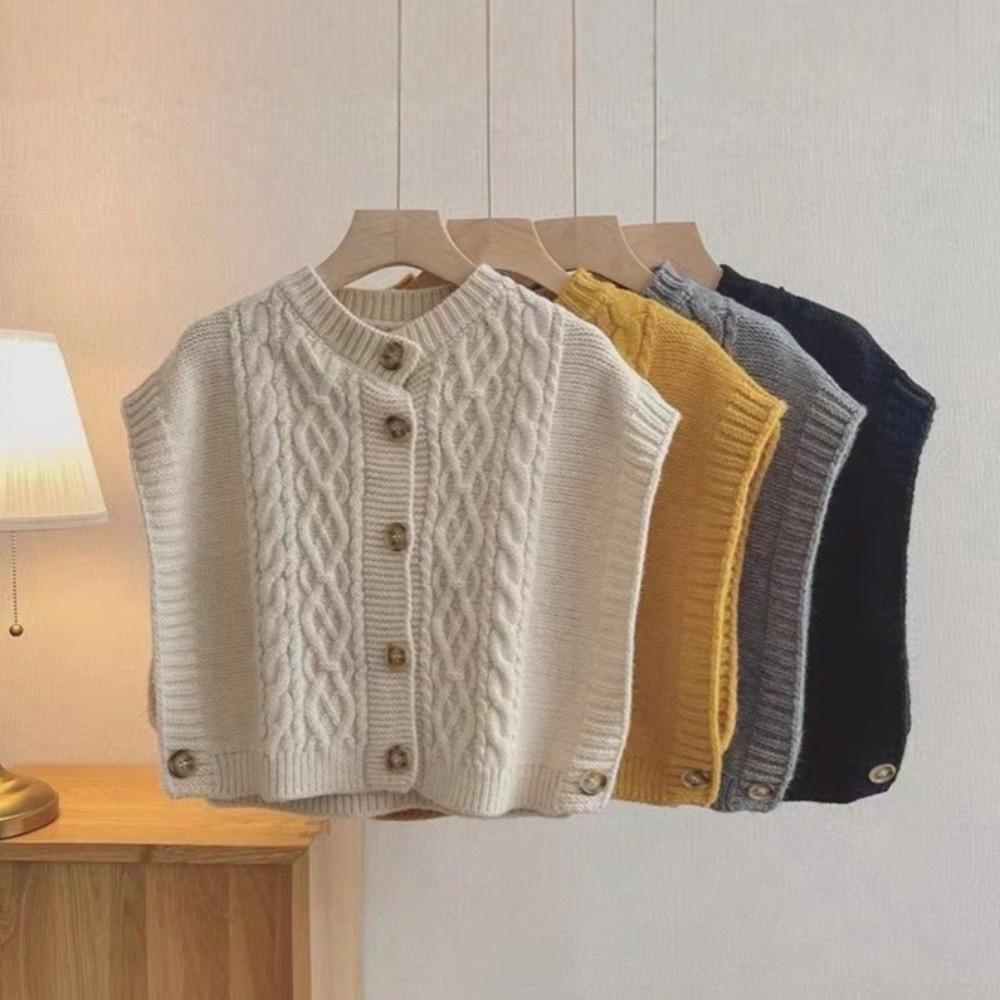 Loose Fit Cable Knit Vest Sleeveless Knit Waistcoat Versatile Fall Winter Vest Casual Wear