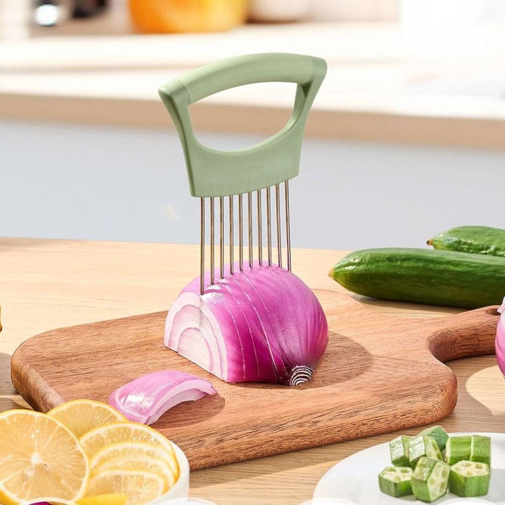 Stainless Steel Onion Slicer Holder Effortless Meat Tenderizer Needle  Kitchen Gadget