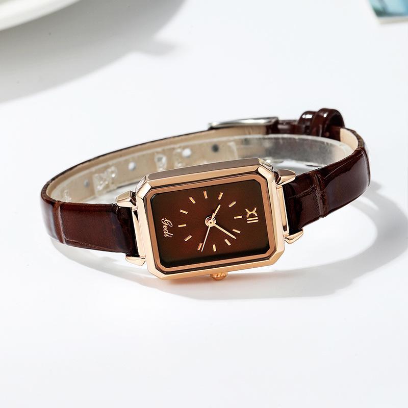 Niche High-End Small Square Watch Student Simple Belt Watch Women'S Small Exquisite Belt Watch