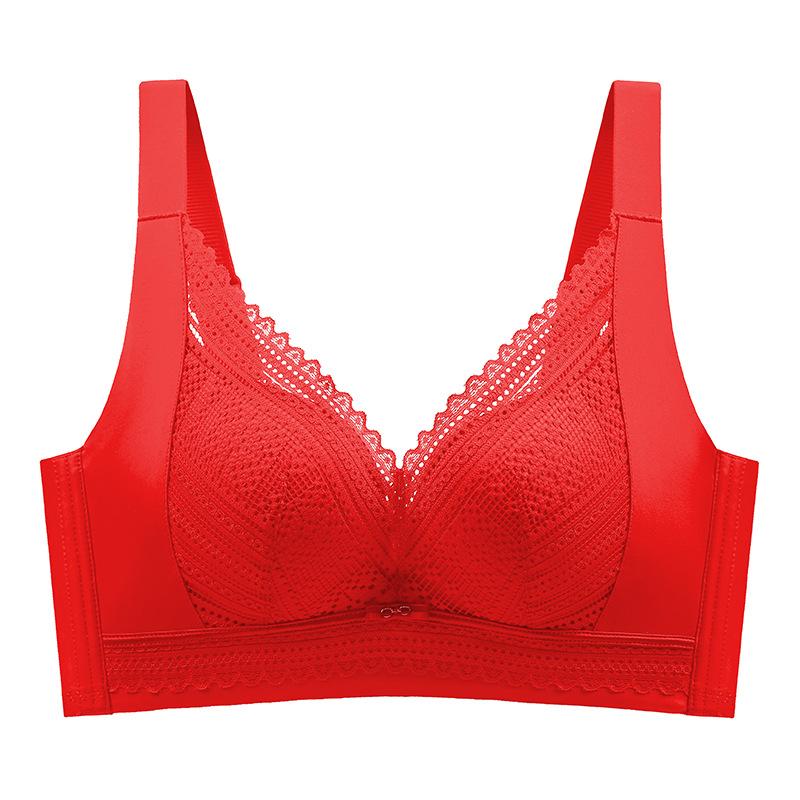 Lightweight Breathable Seamless Lace Bra That Makes Large Breasts Appear Smaller Without Underwire and With Side Boob Support