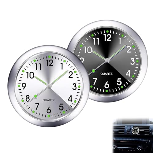 

Vitalux Автомобильные часы Светящиеся часы Мини Кварцевые часы Мини Высокоточные Аналоговые Автомобильные Наклейки-часы 2 шт. (Белый + черный)
