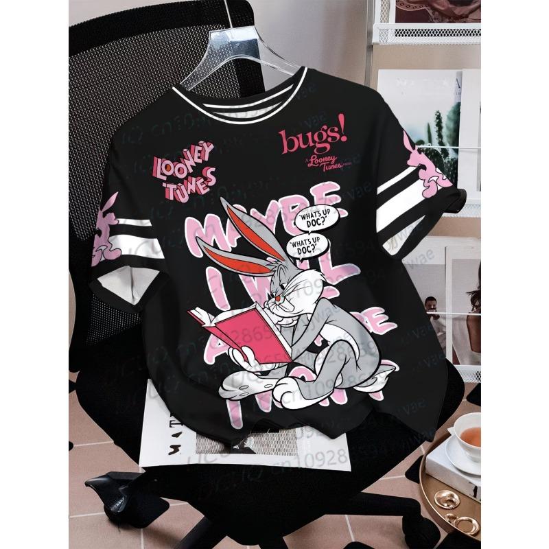 Boy s Women s Cartoon Rabbit Print Short Sleeve 3d Print Summer Cute Sport Tops Parent-child Men s Women s T-shirt XL