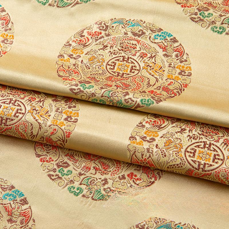 100x75cm Dragon Pattern Jacquard Brocade Fabric for Dresses Hanfu Cheongsam Pillowcases Upholstery Sewing Cloth Black Blue