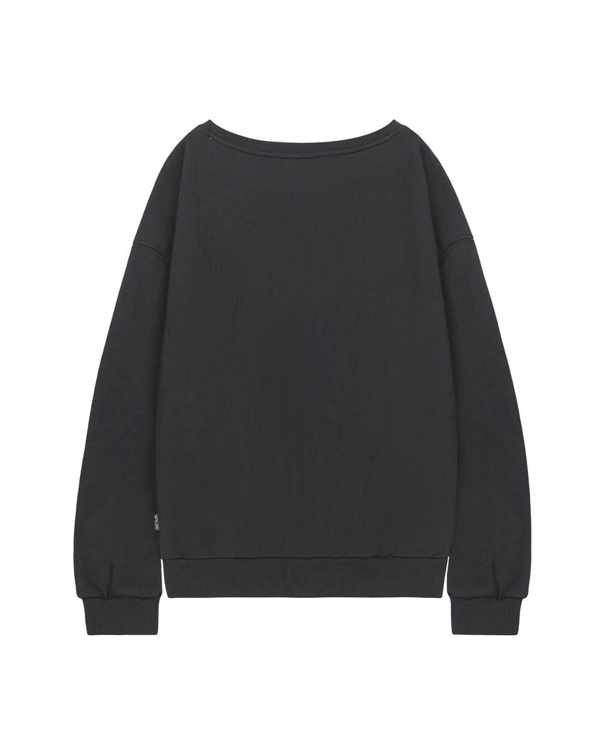 ODDSTUDIO The Art Of Youth Oversized Off-Shoulder Sweatshirt - Charcoal