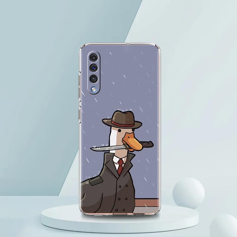 Cute Goose Duck Game Luxury Transparent Phone Case for Samsung Galaxy A12 A02 A03S A50 A70 A40 A10 A20 A30 Cover Silicone Shell