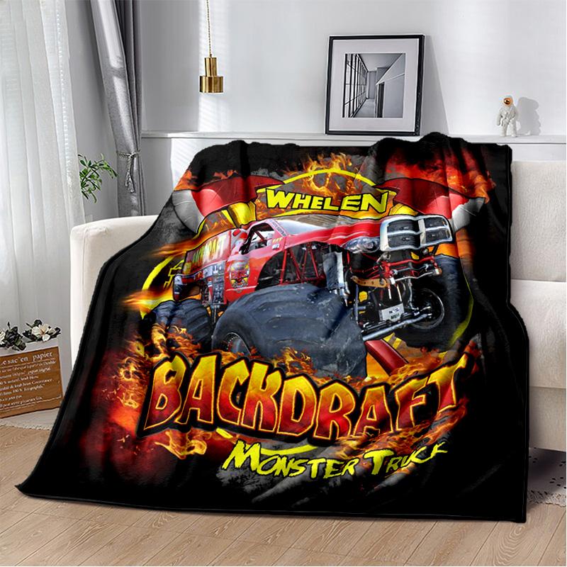 3D Monster Jam Monster Truck Cartoon Blanket,Soft Throw Blanket for Home Bedroom Bed Sofa Picnic Travel Office Cover Blanket Kid