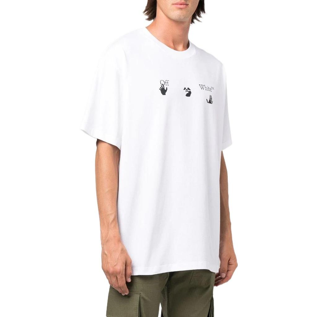 Off-White SS22 Logo Printing Short Sleeve Loose Fit White T-Shirt Men's OMAA038C99JER0070110