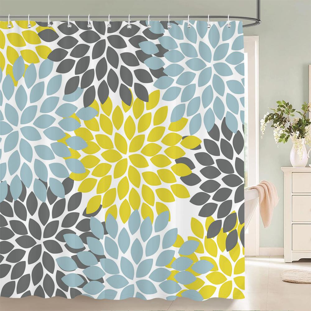 Красочные Красивые Занавески для Душа в Ванную с Одуванчиками Тканевые Водонепроницаемые Полиэстеровые Современные Простые Цветочные Занавески для Ванны W90xH180cm