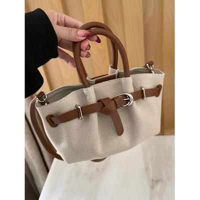 Canvas Dumpling Bag Tote with Crossbody Bag French Tote Bag Commuter Small Carrying Bag 2025 New Product