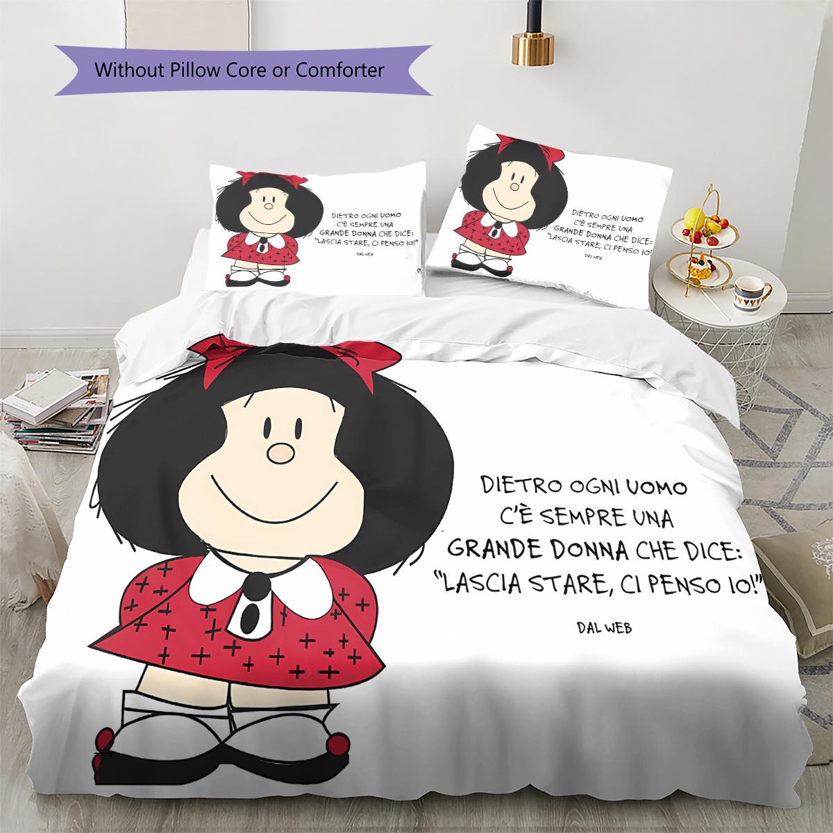 

Mafalda Pattern Bedding,Quilt Set Quilt Cover Pillowcase Home Birthday Gift (1 * duvet cover + 2 * pillowcase, without core) 135x200cm