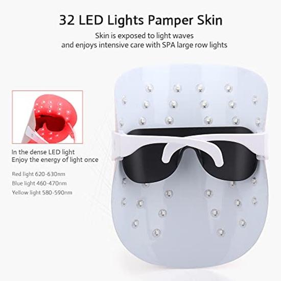 LED Yüz Maskesi Işık Terapisi 3 Renk Ayarı Yaşlanma Karşıtı Kırmızı Iık Cilt Gençleştirme Kırışıklık Azaltma Yumuşak Hafif Taşınabilir Takılabilir Model