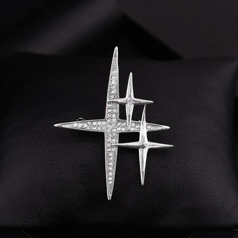 Broche de personalidade simples, estrela, senso de ponta, design moderno e fofo, broche de corpete para terno de banquete noturno, emblema, joias