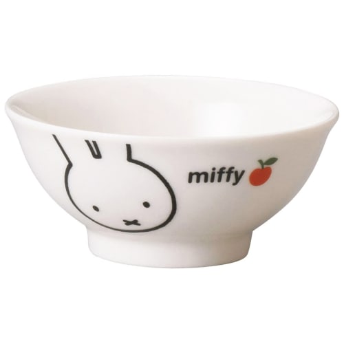 Kanesho Pottery Dick Bruna "Miffy" Rice Bowl, Children's Dishwasher and Microwave Safe, Miffy Merchandise, 10.5cm, Apple Pattern, Made in Japan, Produ