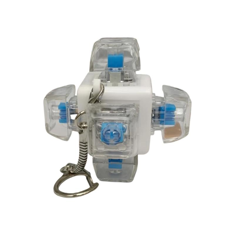 

Unique Hexagonal Six Sided Decompression Mechanical Keyboard Fidgets Keychain Stress Relief Toy for Boy Girls