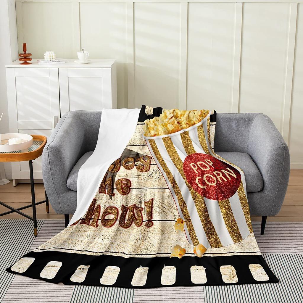 Popcorn Pattern Series Printed Blanket for Sofa Bed Travel Camping Living Room Office Conditioning Blanket for All Seasons Gifts