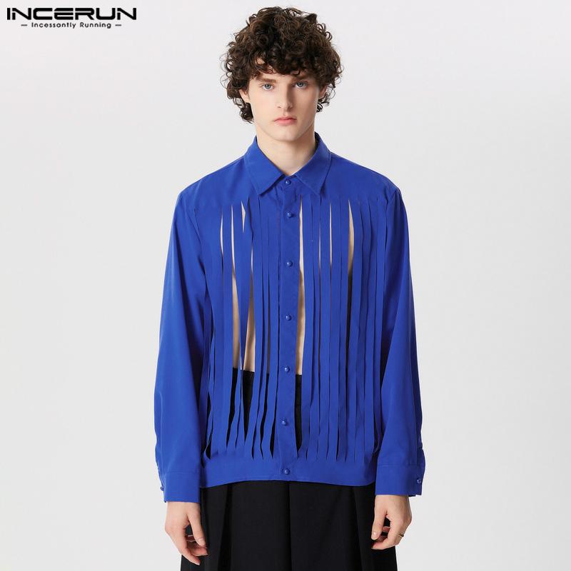

INCERUN Мужские рубашки с длинным рукавом с лацканами, топы с кисточками