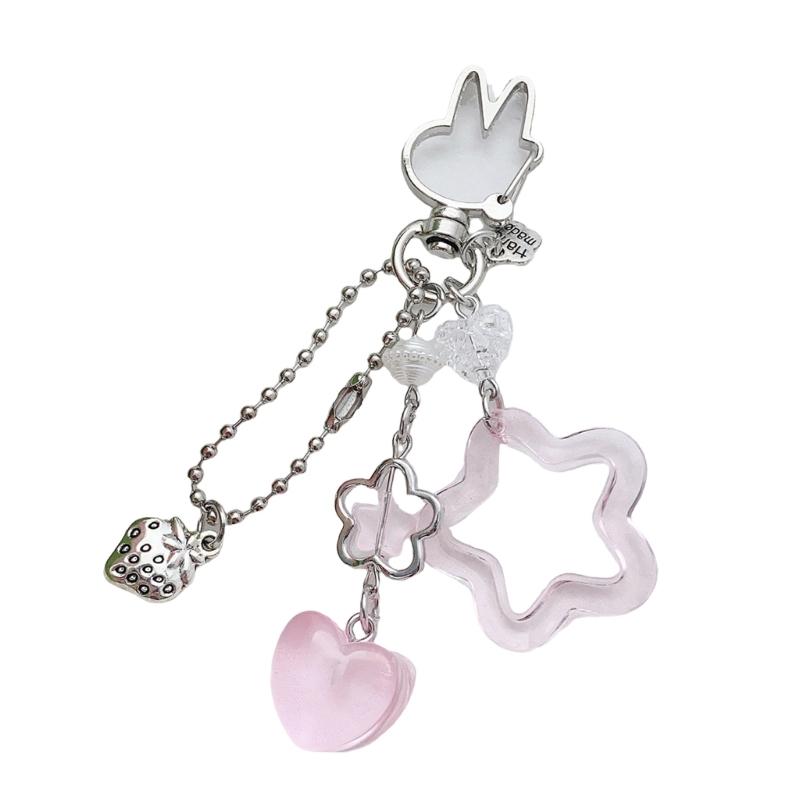 

Chic Miniature Star Keychain Ornament Sturdy Alloy Keyring Accessory Perfect For Adding Style To Accessories рожевий