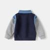 Boys Sweatshirt Jacket Spring Autumn Color Block Patchwork Long Sleeve Embroidered Collar Top for Kids