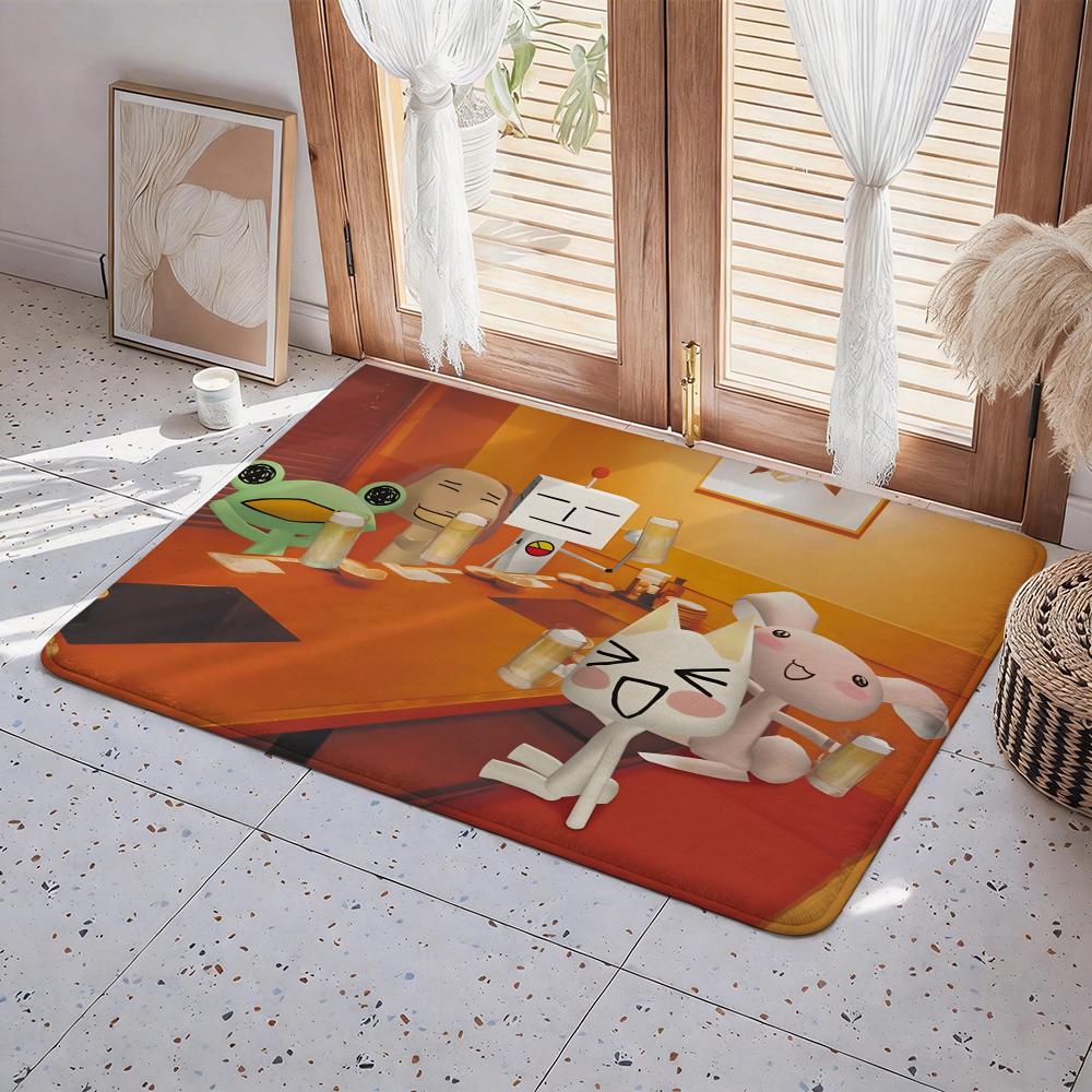 Inoue Toro Cute Cat Floor Mat Eco Flannel Doormat Non Slip Odorless Indoor Floor Rug Soft Short Plush Home Mat