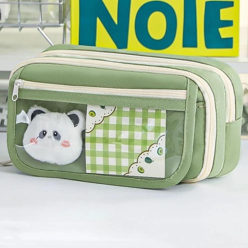 9-layer Transparent Large Capacity Multi Layer Magnetic Button Flip Pen Bag with High Aesthetic Stationery Storage Bag зелёный