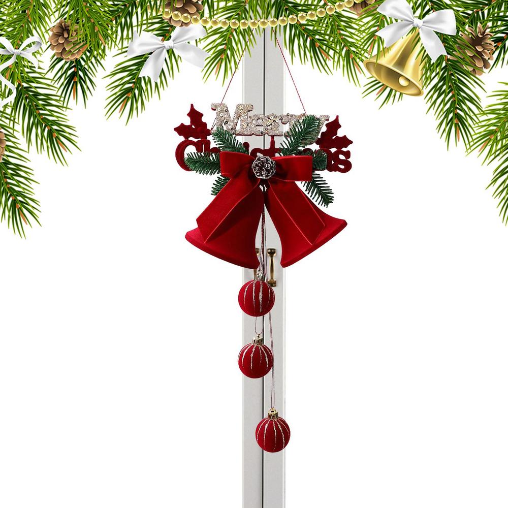 Bell Ornaments For Christmas Tree Flocking Holiday Decor Hangable Christmas Decorations For Home Front Door Office Wreath
