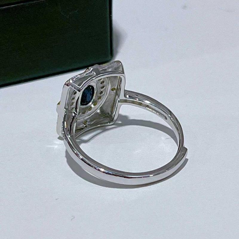 Sace Gems 925 Sterling Silver Resizable 4*6MM Sapphire Rings for Women Engagement Cocktail Party Fine Jewelry