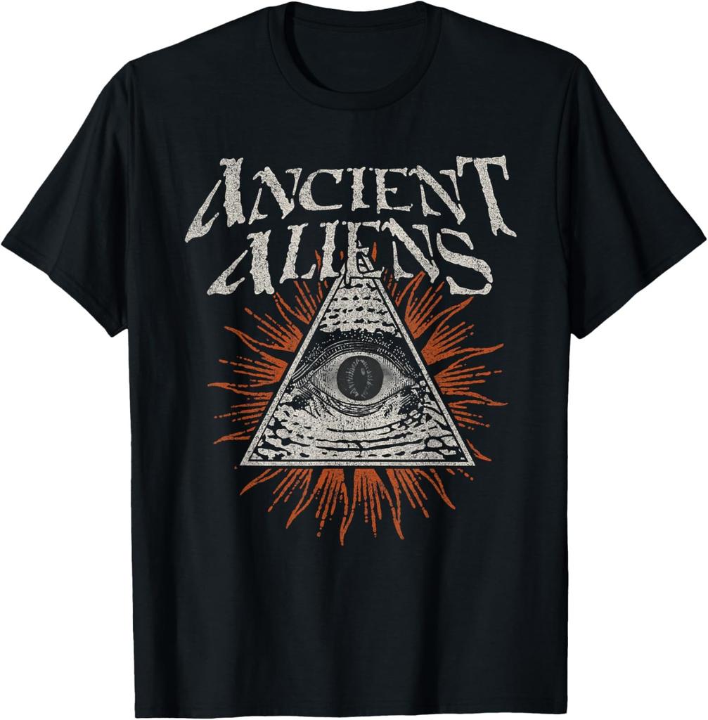 Aliens UFO Egyptian Pyramids | Science Fiction T-Shirt Custom Printed Graphic T Shirts Y2k Funny Shirt Camisas Streetwear
