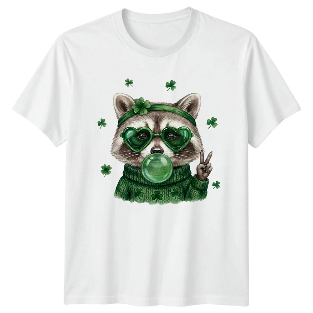 Raccoon St Patricks Day Clover Love TShirt Wildlife Novelty St Patricks Day S