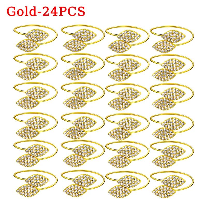 96pc Wedding Napkin Ring Table Decoration Party Rhinestone Napkin Wedding Napkin Holder Rings Hotel Buckles Banquet Leaves Shape