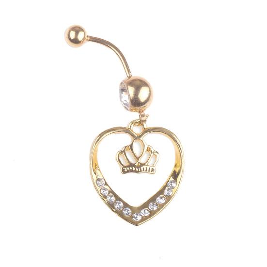 

1шт полые сердце любовь Корона горный хрусталь бар пупка пирсинг пупка кольцо